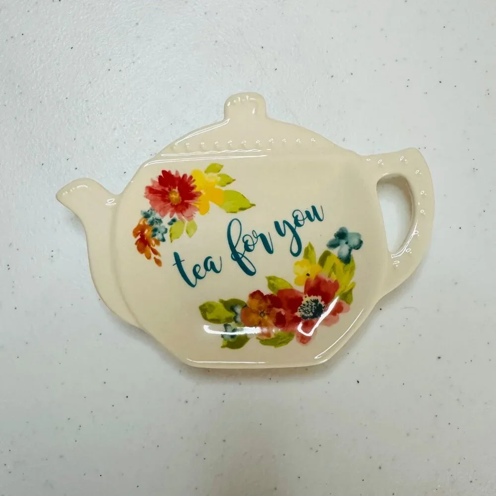 The Pioneer Woman Tea For You Tea Bag Holder With Floral Design